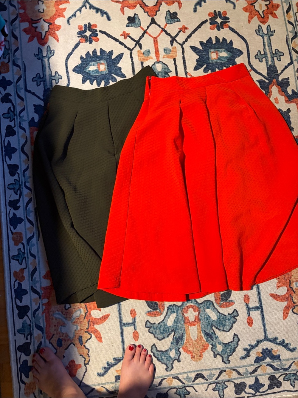 Lot of 2- New York & Company Red Pleated Skater Skirt